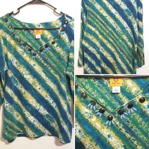 Ruby Road Top Women's Large Beaded Tunic